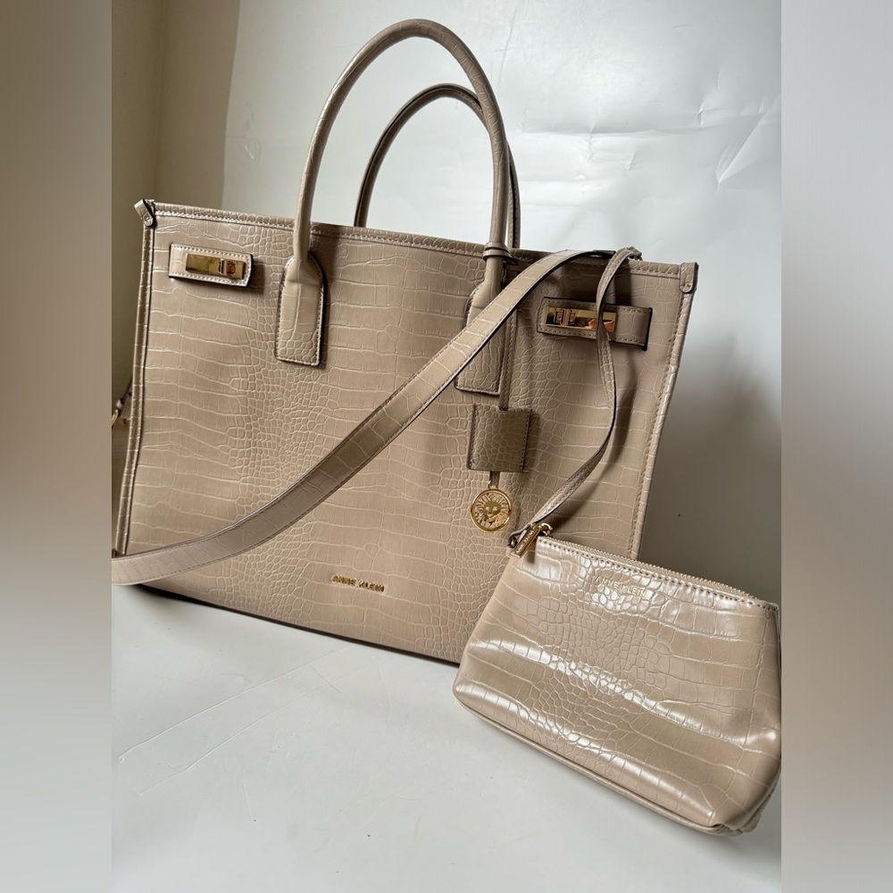 Anne Klein Large Tote Bag with pouch Beige woman bag